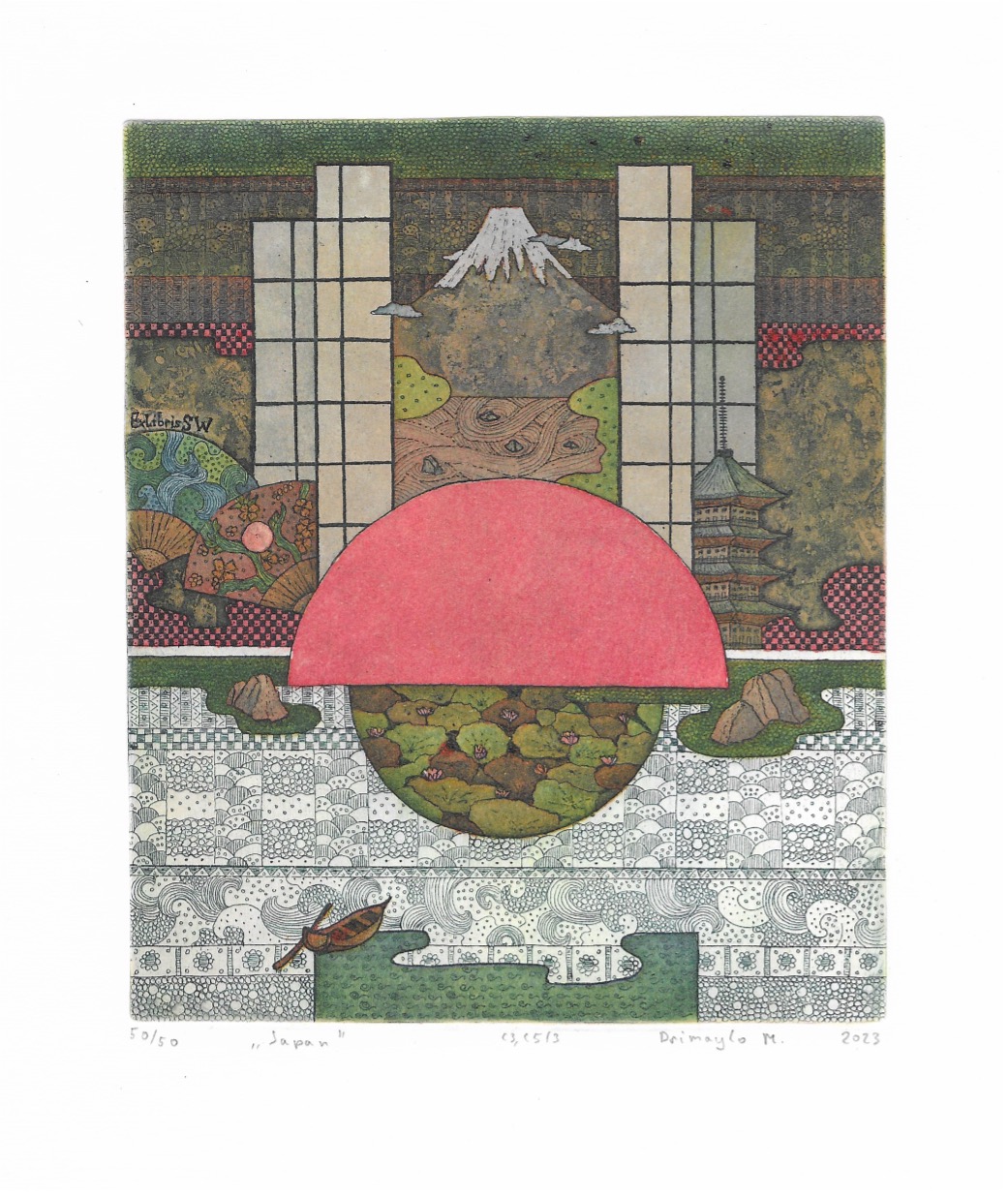 Ets/ aquatint op 3 platen van Mykhailo Drimaylo (UKR) uit 2023